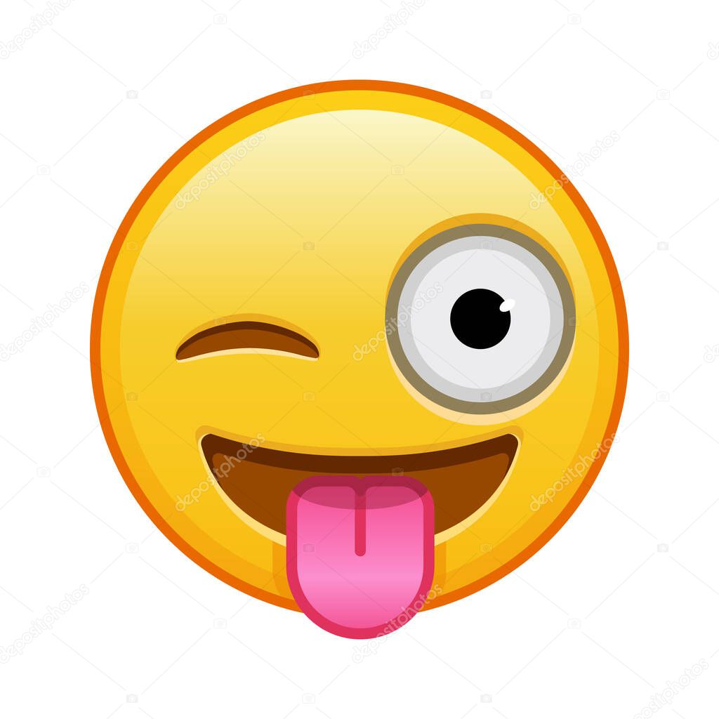 Face with tongue hanging out and winking eye Large size of yellow emoji smile