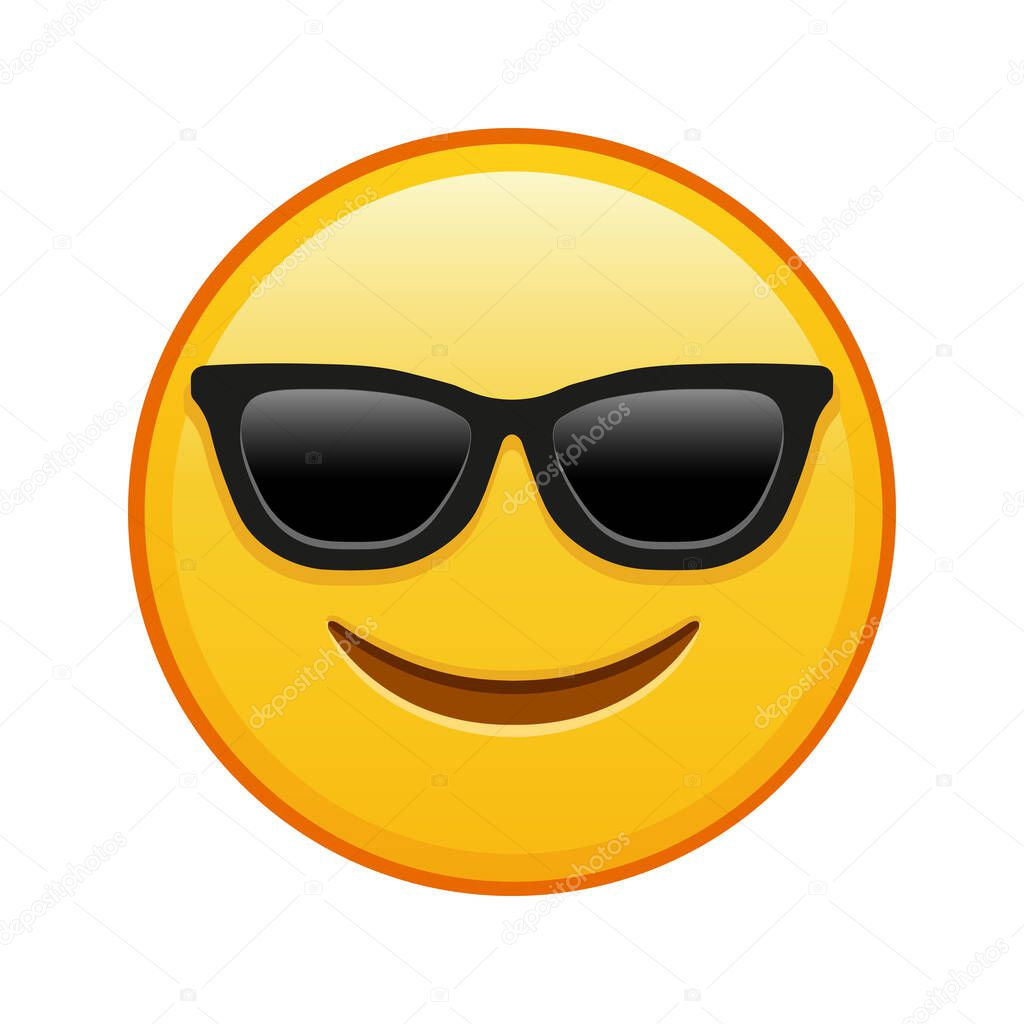 Smiling face in sunglasses Large size of yellow emoji smile