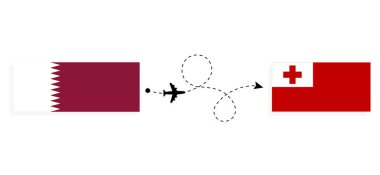 Yolcu uçağıyla Katar 'dan Tonga' ya uçuş ve seyahat kavramı