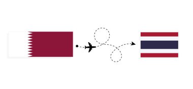 Yolcu uçağıyla Katar 'dan Tayland' a uçuş ve seyahat kavramı