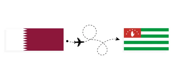 Vol Voyage Qatar Abkhazie Avion Passagers Concept Voyage — Image vectorielle