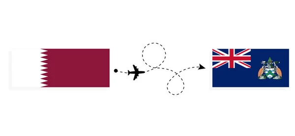 Voo Viagem Catar Para Ascension Island Por Avião Passageiros Conceito — Vetor de Stock
