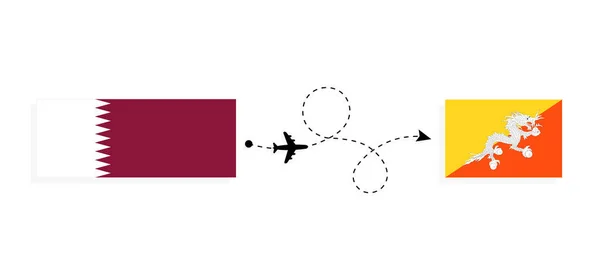 Vol Voyage Qatar Bhoutan Avion Passagers Concept Voyage — Image vectorielle