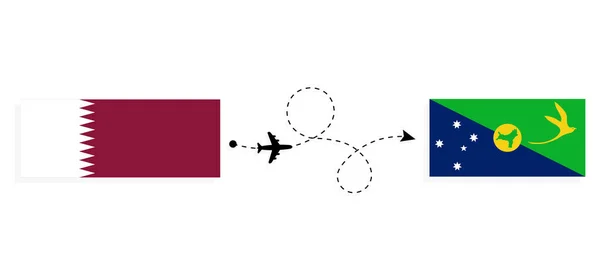Vol Voyage Qatar Île Christmas Avion Passagers Concept Voyage — Image vectorielle