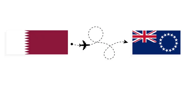 Vuelo Viaje Qatar Las Islas Cook Avión Pasajeros Concepto Viaje — Vector de stock