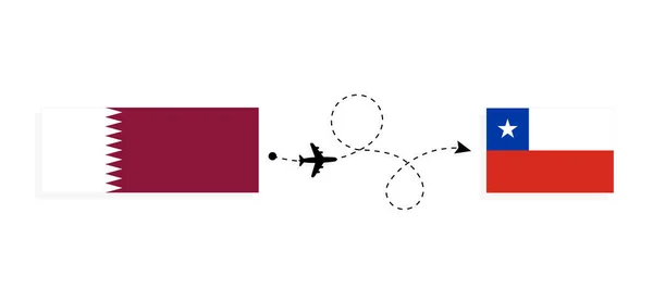 Vol Voyage Qatar Chili Par Avion Passagers Concept Voyage — Image vectorielle