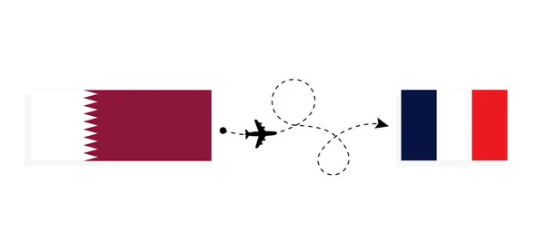 Полет Катара Францию Пассажирском Самолете — стоковый вектор