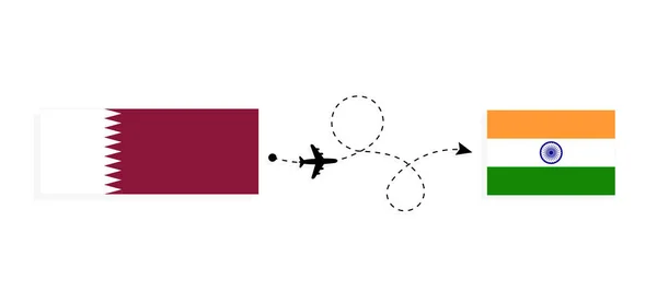 Перелет Катара Индию Пассажирском Самолете — стоковый вектор