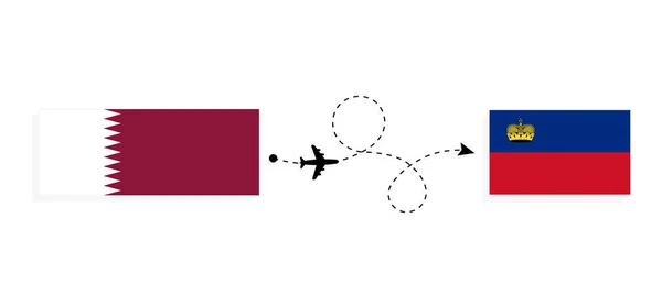Vol Voyage Qatar Liechtenstein Par Avion Passagers Concept Voyage — Image vectorielle