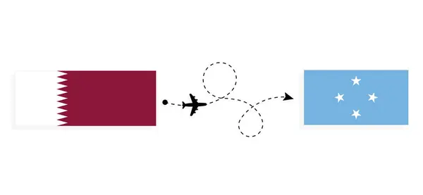 Vol Voyage Qatar Micronésie Par Avion Passagers Concept Voyage — Image vectorielle