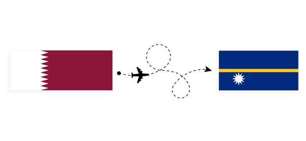 Vol Voyage Qatar Nauru Avion Passagers Concept Voyage — Image vectorielle