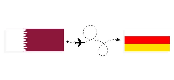 Vol Voyage Qatar Ossétie Sud Avion Passagers Concept Voyage — Image vectorielle