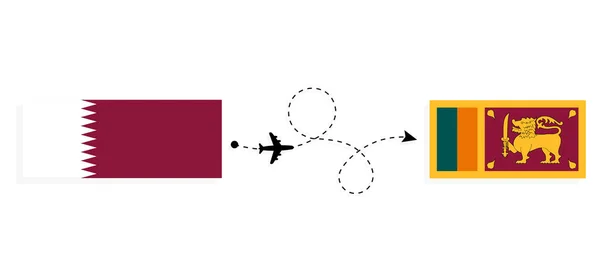 Vol Voyage Qatar Sri Lanka Par Avion Passagers Concept Voyage — Image vectorielle