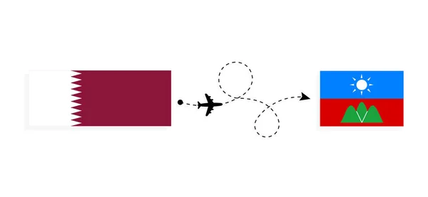 Vuelo Viaje Qatar Estado Por Avión Pasajeros Concepto Viaje — Vector de stock