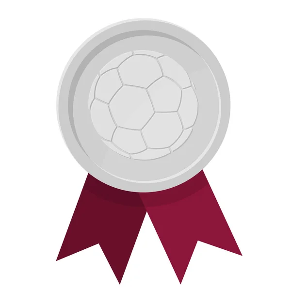 Srebrny Medal Wstążkami Piłką Nożną Dla Zwycięzców — Wektor stockowy