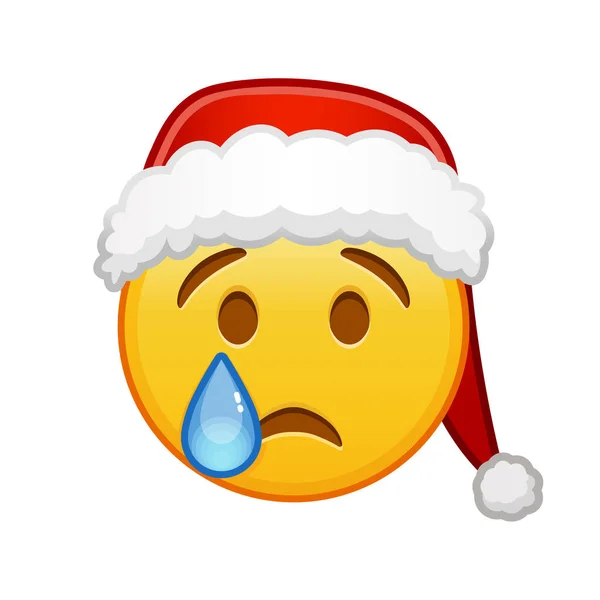 Christmas Crying Face Large Size Yellow Emoji Smile — Stock Vector