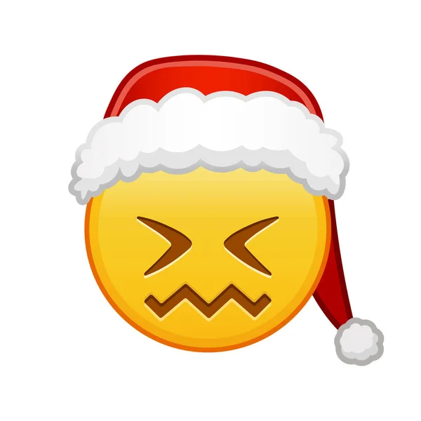 Christmas Expression Shame Face Large Size Yellow Emoji Smile — Stock Vector