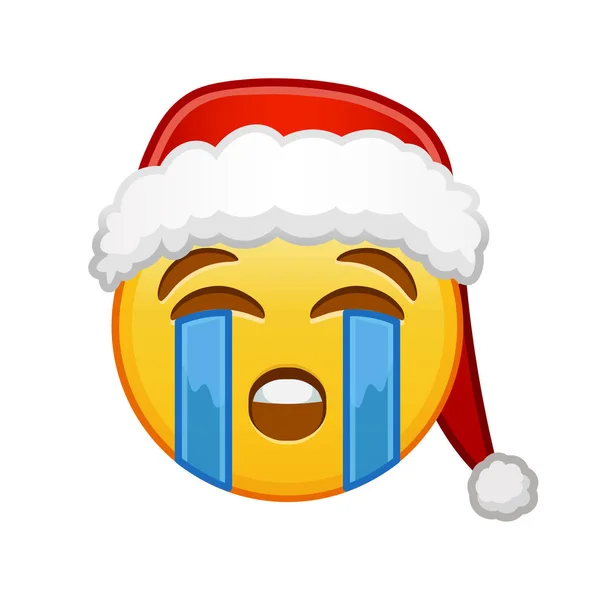 Rosto Natal Chorando Alto Tamanho Grande Emoji Amarelo Sorriso —  Vetores de Stock
