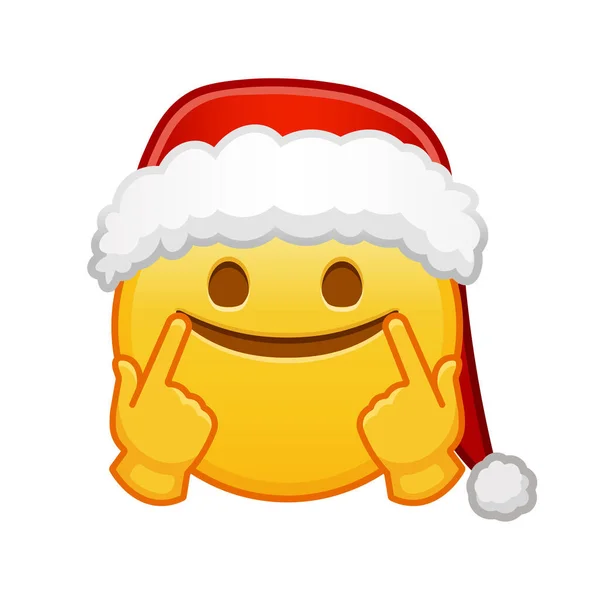Weihnachten Gefälschtes Lächeln Gesicht Große Größe Des Gelben Emoji Lächeln — Stockvektor