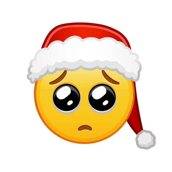 Visage Noël Avec Yeux Suppliants Grande Taille Sourire Emoji Jaune — Image vectorielle