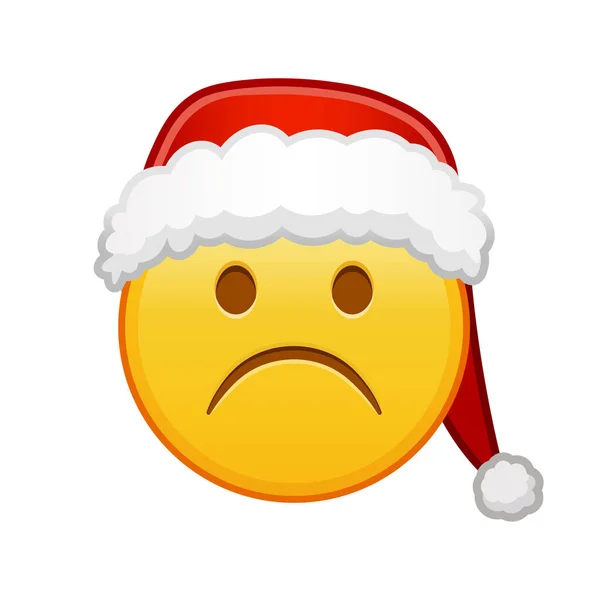 Vánoční Zamračený Smutný Obličej Velká Velikost Žlutého Emoji Úsměv — Stockový vektor