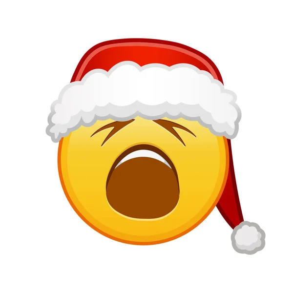Karácsony Fáradt Arc Nagy Méretű Sárga Emoji Mosoly — Stock Vector
