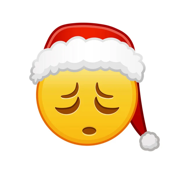 Christmas Tired Face Large Size Yellow Emoji Smile — Stock Vector