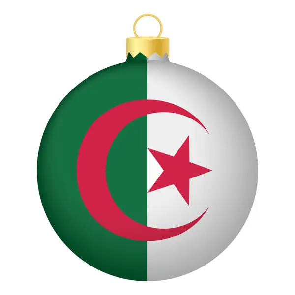 Cezayir Bayrağıyla Noel Ağacı Balosu Noel Tatili Için Simge — Stok Vektör