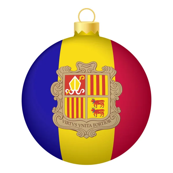 Andorra Bayrağıyla Noel Ağacı Topu Noel Tatili Için Simge — Stok Vektör