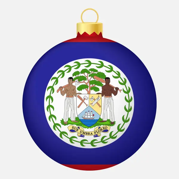Julgranskula Med Belize Flagga Ikon För Jullov — Stock vektor