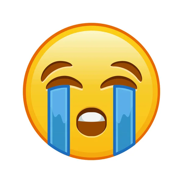 Ansiktet Gråter Högt Stor Storlek Gul Emoji Leende — Stock vektor