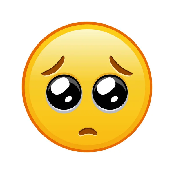 Visage Avec Yeux Suppliants Grande Taille Sourire Emoji Jaune — Image vectorielle