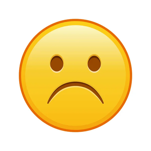 Visage Triste Froncement Sourcils Grande Taille Sourire Emoji Jaune — Image vectorielle