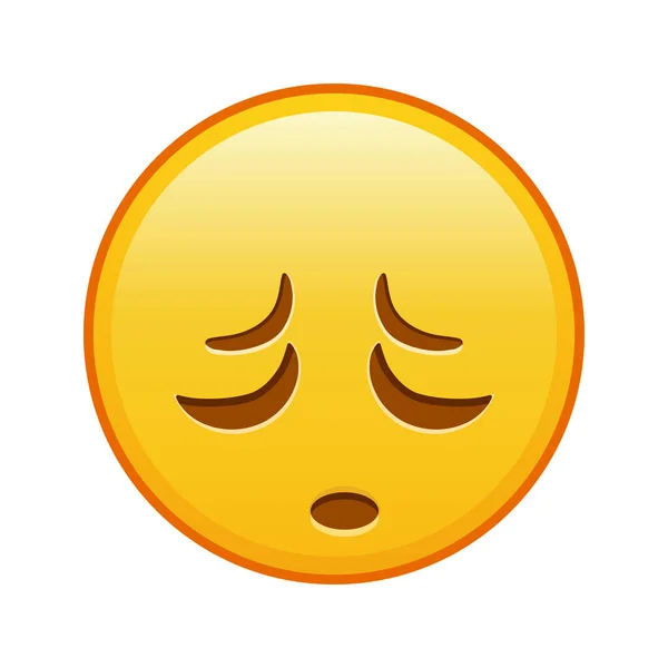 Visage Fatigué Grande Taille Sourire Emoji Jaune — Image vectorielle