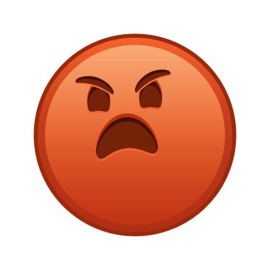 Kızgın yüz. Kırmızı emoji gülüşü büyüklüğünde.