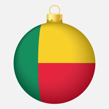 Benin bayrağıyla Noel ağacı topu. Noel tatili için simge