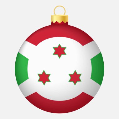 Burundi bayrağıyla Noel ağacı topu. Noel tatili için simge