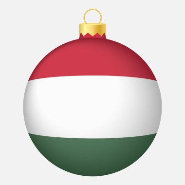 Macaristan bayrağıyla Noel ağacı topu. Noel tatili için simge