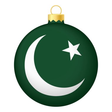 Pakistan bayrağıyla Noel ağacı topu. Noel tatili için simge