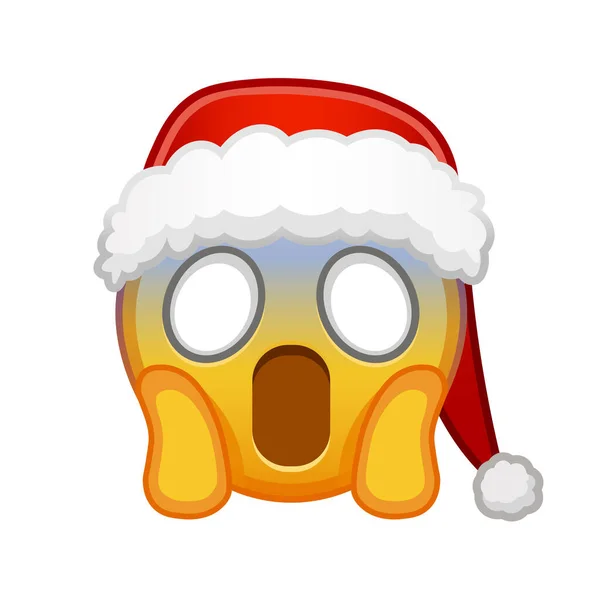 Karácsonyi Arc Sikoltozik Félelemtől Nagy Méretű Sárga Emoji Mosoly — Stock Vector