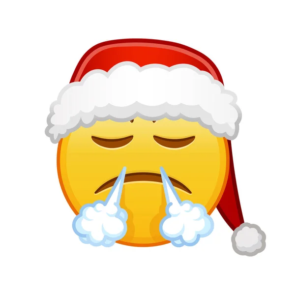Karácsonyi Arc Nemtetszés Kifejezésével Nagy Méretű Sárga Emoji Mosoly — Stock Vector