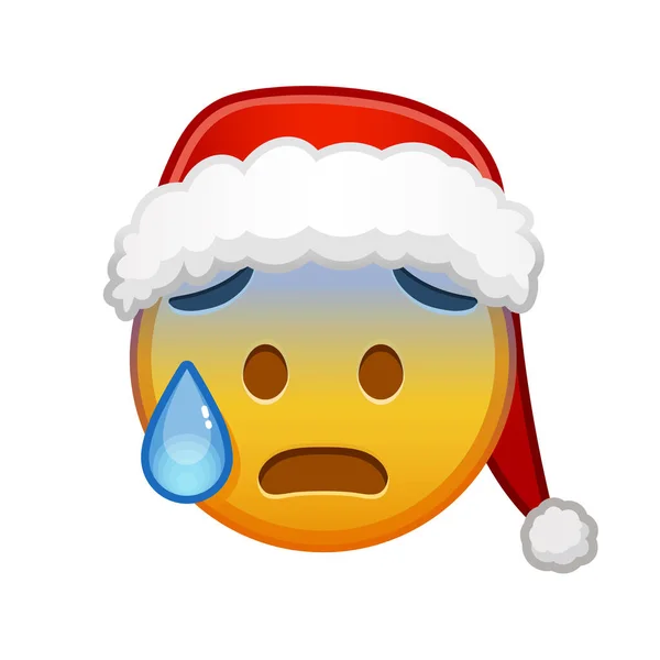 Karácsonyi Arc Nyitott Szájjal Hideg Verejtékben Nagy Méretű Sárga Emoji — Stock Vector