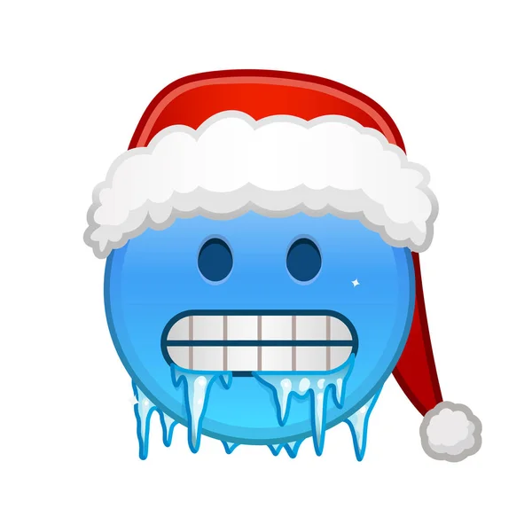 Cara Helada Navidad Gran Tamaño Sonrisa Amarilla Emoji — Archivo Imágenes Vectoriales