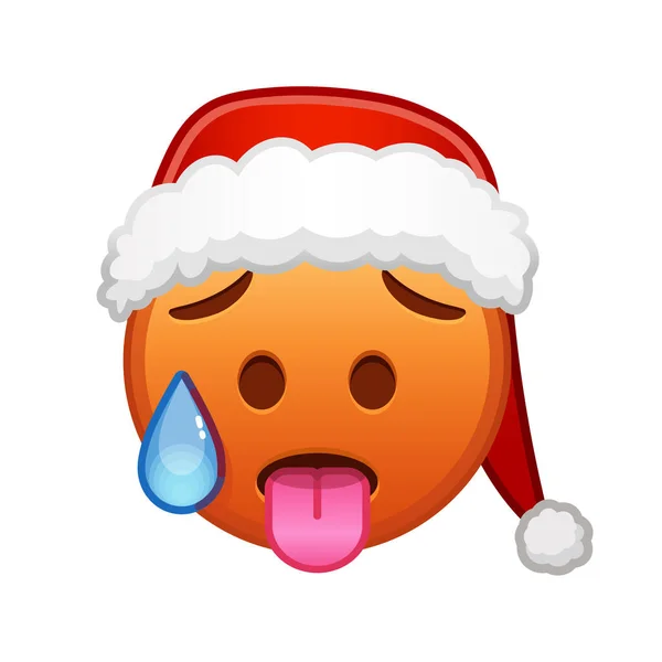 Karácsonyi Izzadt Arc Nagy Méretű Piros Emoji Mosoly — Stock Vector