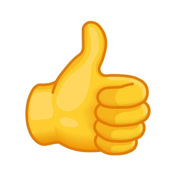Gesztus Oké Vagy Hüvelykujj Felfelé Nagy Méretű Sárga Emoji Kéz — Stock Vector