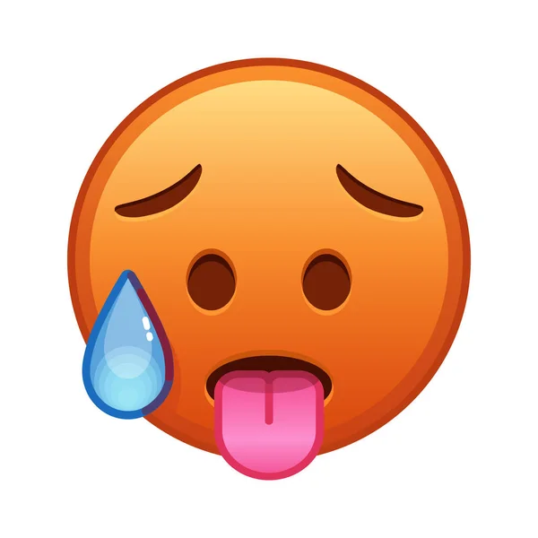Visage Suant Grande Taille Sourire Emoji Rouge — Image vectorielle