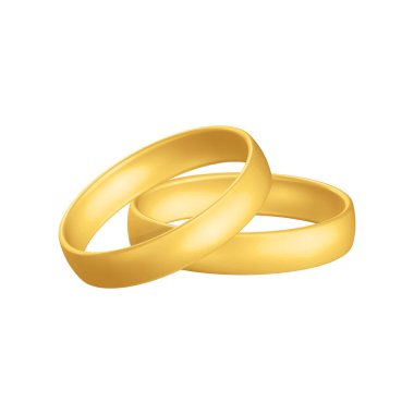 Golden realistic wedding rings with reflection Anniversary romantic surprise