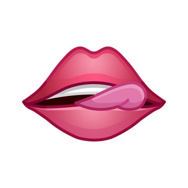 Female red lips with tongue Large size icon for emoji smile