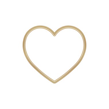 Gold metallic frame of heart icon for St. Valentines Day