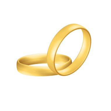 Golden realistic wedding rings with reflection Anniversary romantic surprise
